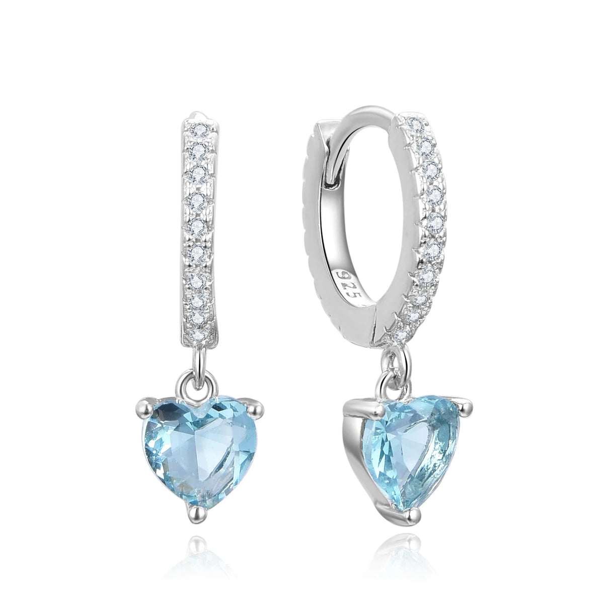 Wholesale Fine Jewelry Dainty Huggie Earrings in Sterling Silver 925 Heart Drop with Diamond and Cubic Zirconia Main Stones