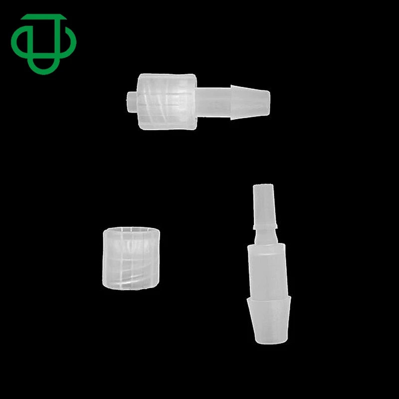 Plastic PP 3/32" to 1/4" Hose Barb Male Luer Rotating Lock Ring Medical Luer Lock Barbed Tube Fitting