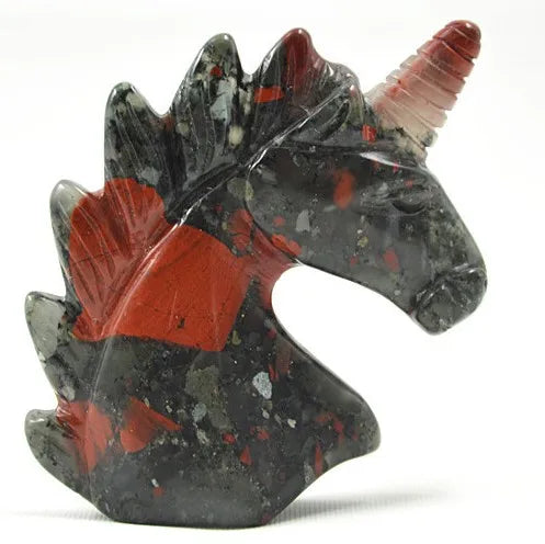 Huiying Hand Carved African Blood Stone Unicorn 50*45*20mm