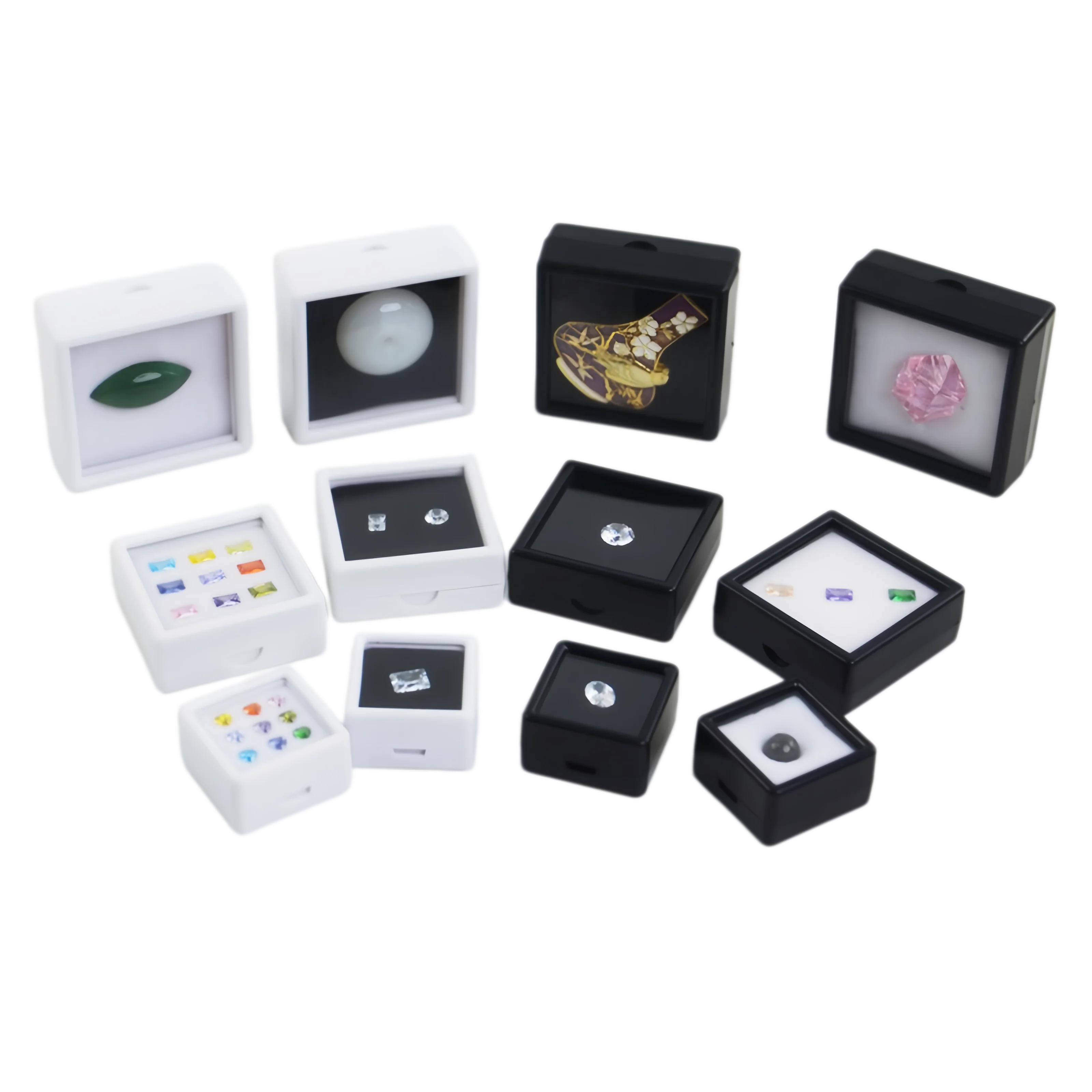 Acrylic Lid and Lid Transparent Glass Surface Material Gemstone Bare Diamond Jewelry Display Storage Packaging Box Jewelry Props