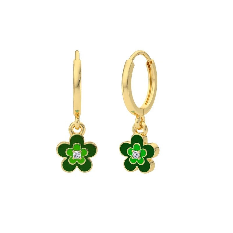 Hot Selling 925 Sterling Silver Earrings Enamel Double-layer Flower Heart Earrings Personalized Cute Style Earrings
