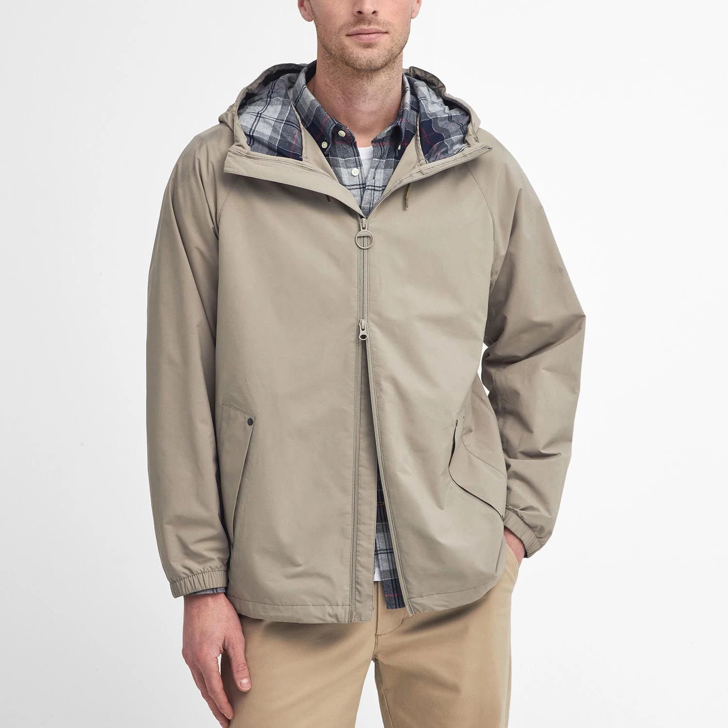 Men's 100% Polyester Lightweight Lined Jackets Raglan Sleeve Elasticated Cuff Hooded Jackets