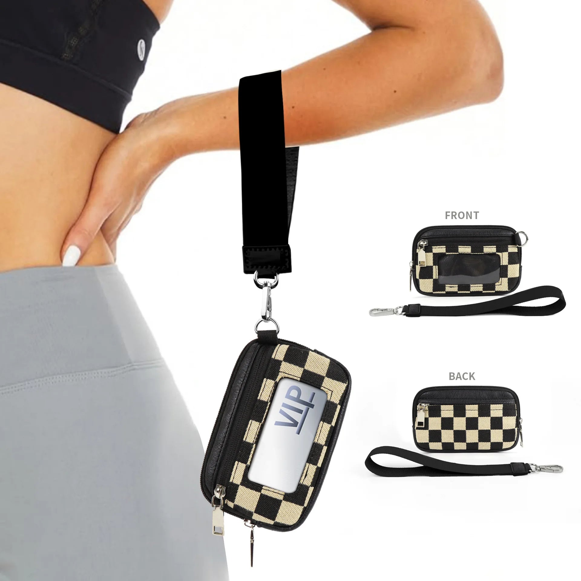 Hot Sales PVC Card Organizer Wristlet Clear Transparent Portable Bank Change Bag with Zipper Closure Fashion Style