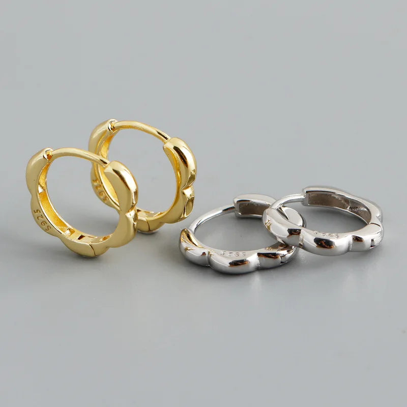 New Design 18K Gold Plated Hoop Earrings Jewelry 925 Sterling Silver Flower Hoop Earrings for Women