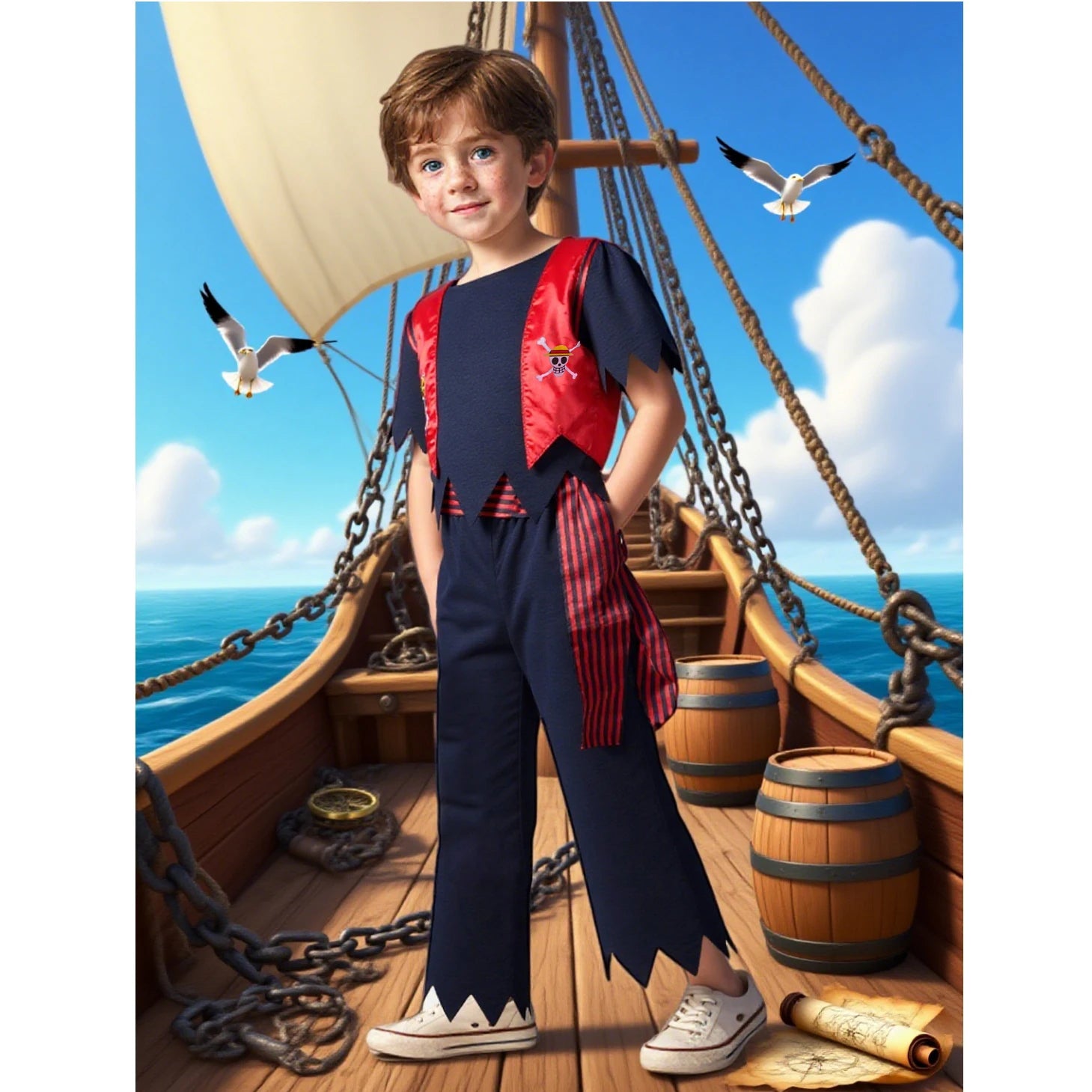 Wholesale Pirate Role Play Dress up Set Carnival Masquerade Boys and Girls Buccaneer Outfit Kids Pirate Costumes