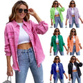 2023 Women Long Sleeve Jeans Top Shirt Ladies Hole Ripped Denim Jacket Coat Women's Blouses Casual Lapel Top