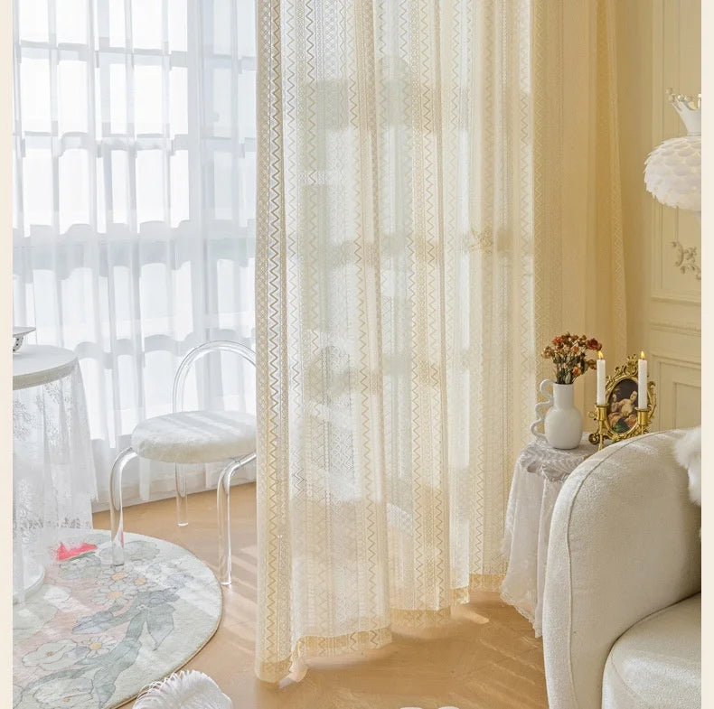 Retro Jacquard Lace Pattern Disposable Table Covers for Living Rooms and Bedrooms Window Sheer Design
