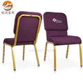 HM-C71 Purple Fabric LOGO Kenya Church Chairs-Metal Frame Durable Commercial Dining & Hotel Chairs for Hospital Use