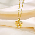 Fashion Mom Heart Shaped Gemstone Zircon Necklace PVD 18K Gold Plated Zircon Customized Photo Pendant Necklace