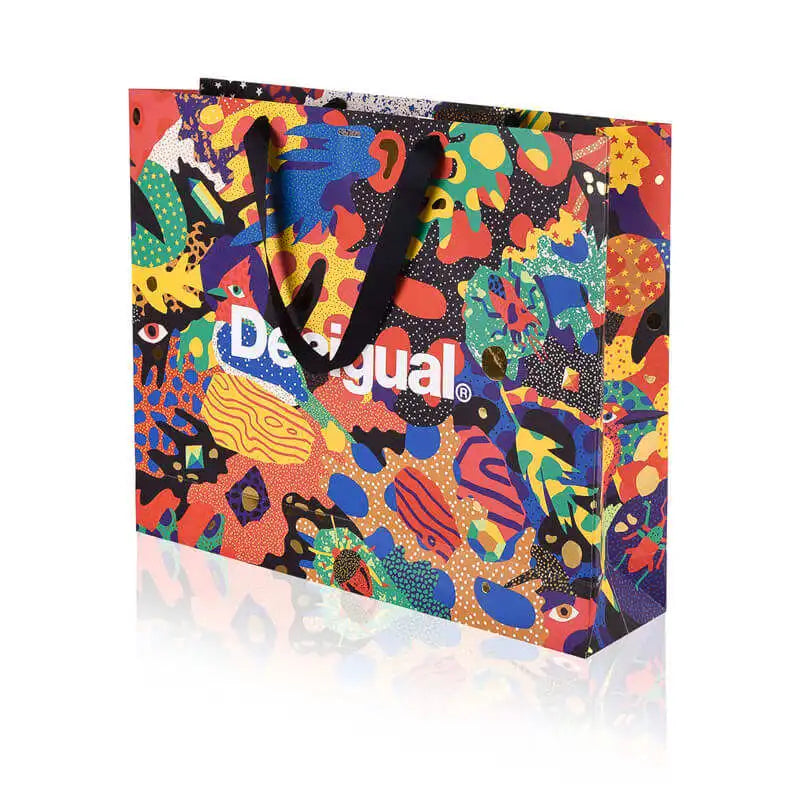 Reusable Eco-Friendly Kraft Paper Gift Bags with Ribbon Handle Custom Logo Printing for Grocery & Jewelry Packaging