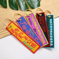Cheap Custom Flight Fabric Embroidery Jet Tag Woven Keychain With Your Own Logo