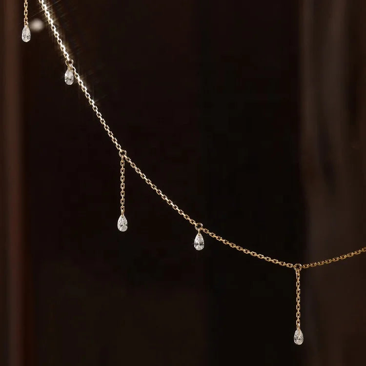 Top Selling Starry Necklace 0.55 CT Real Diamond Raindrop Drillhole Diamond 18k Solid Gold Diamond Necklace Manufacturer MegaBDM