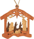 3D Handmade Wooden Christmas Tree Ornaments Layered Nativity Scene for Religious Christmas Decor