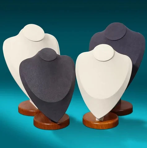 DOC Stock New Wood Jewelry Display Stands and Busts Necklace Display Rack Wooden Necklace Display Bust