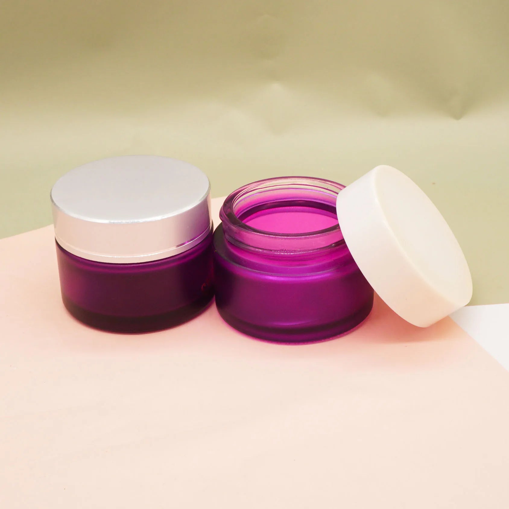 Wholesale 50g Luxury Cosmetic Jars Purple with White Cap