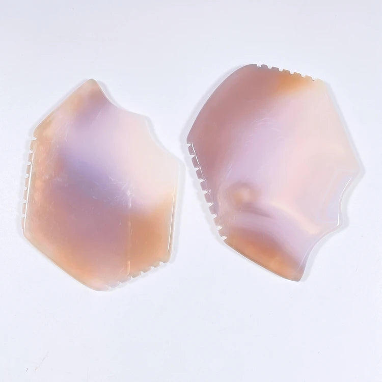 Huiying Factory Direct Sale Custom Tooth Grey Agate Guasha Picks for Sliming Face and Anti Aging Wrinkles