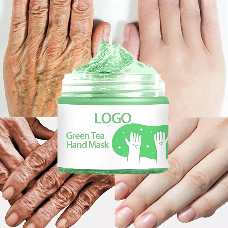 Lanthome Organic Vegan Foot Hand Whitening Cream Green Tea Nourish Hand Mask Moisturizing Exfoliating Collagen Private Label