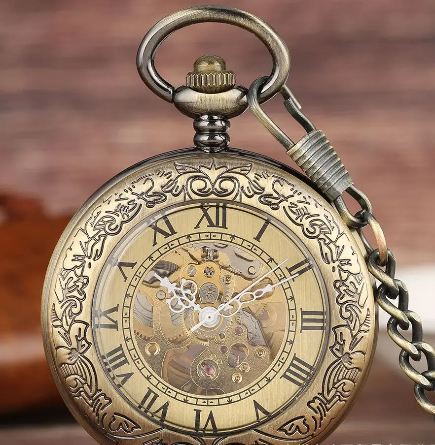 Classic Roman Flower Pocket Watch Automatic Mechanical Pocket Watches