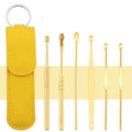 Wholesale 6pcs Rose Gold Ear Cleaning Tool Kit Stainless Steel Earpick Cleaner Spoon Earwax Remover with PU Leather