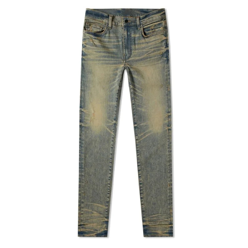 Fitspi Autumn Winter European American Fashion Men'S Jeans Stretch Yellow Trousers Pants