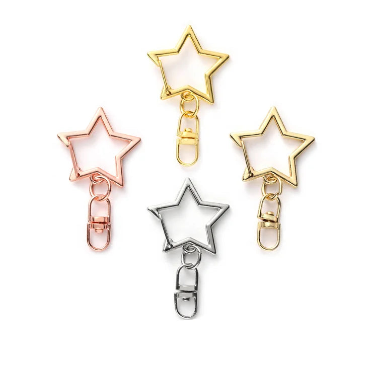 Factory Supply Good Quality 4 Colors Star Shaped Metal Bag Keychains