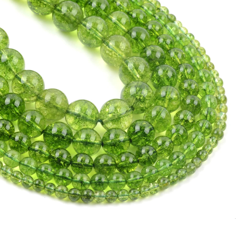 Natural Stone Round Loose Beads 4/6/8/10/12mm Green Crystal Citrines Quartz Beads for Jewelry Making DIY