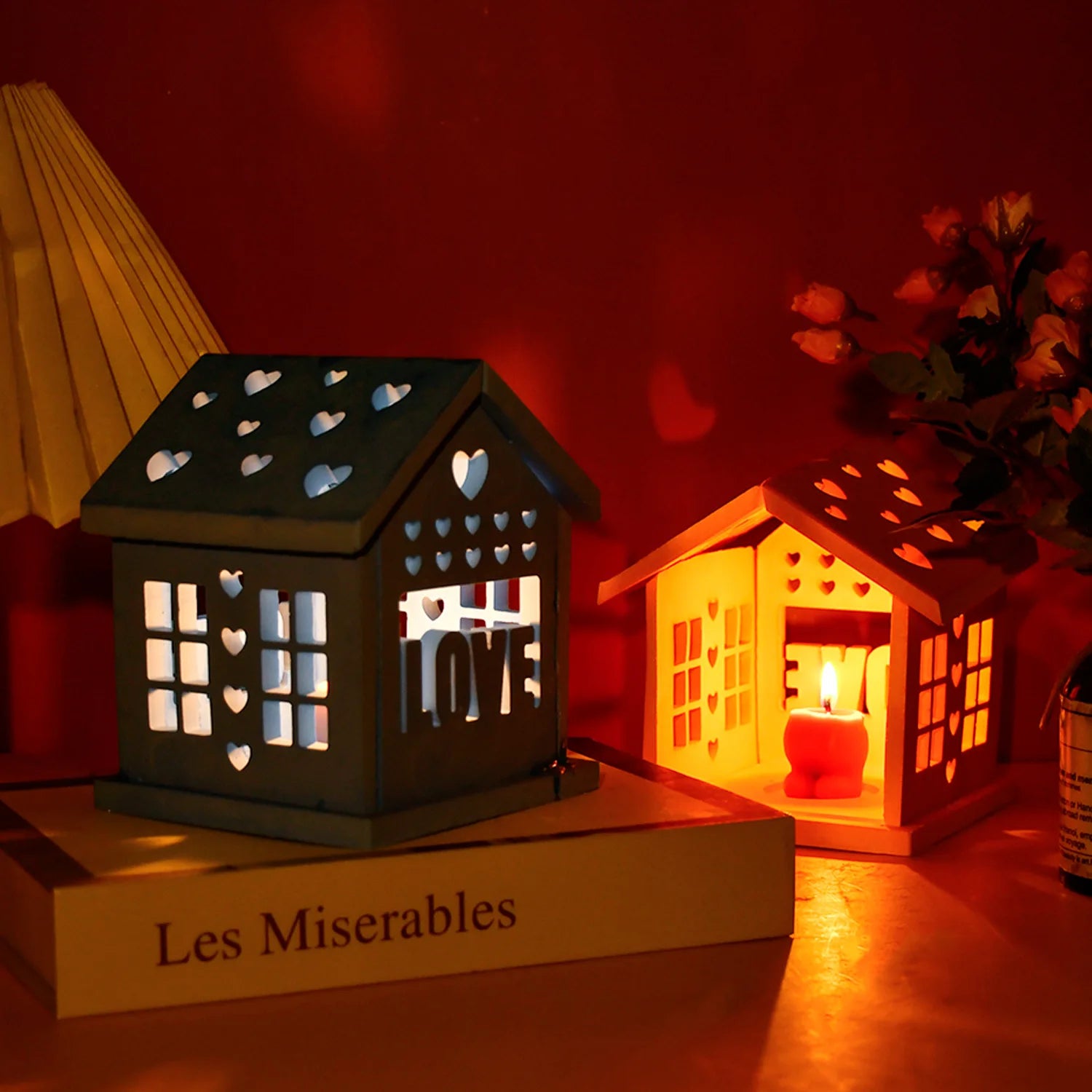 Diy Glue Mold Valentine's Day love House Jigsaw Candle House Night Light Silicone Mold