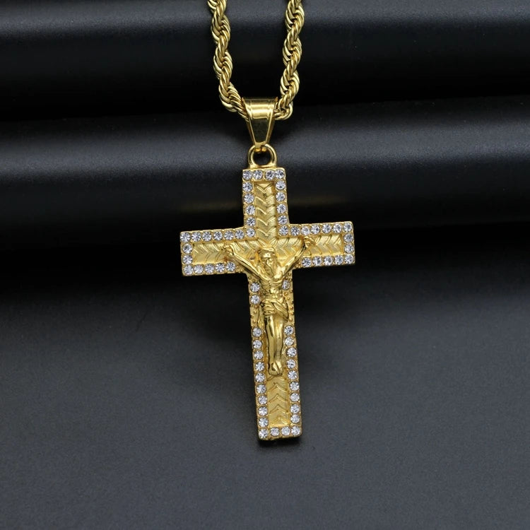 Hip Hop Jewelry Fashion Stainless Steel Iced Out Fine Cross Pendants Charms Religious Pendant for Women Mothers Day Gift Ideas