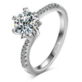 Classic Design Fine Jewelry Women's Engagement Iced Out 925 Sterling Silver 6.5mm 1ct VVS Moissanite Wedding Ring