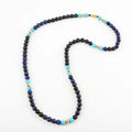 New Design 22inches High Quality 6mm Natural Stone Blue Tiger Eye Turquoise Stainless Steel Beads Men Choker Necklace