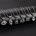 Risingmoon Silver Plated butterfly Elephant Hollow Hand Animal Collarbone Blue Eye Box Chain Necklace