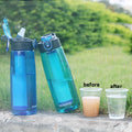 Alkaline and Activated Carbon Straw Water Bottle for Outdoor Sports and Travel Water Bottle with Filter Purifier Custom LOGO