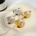 18K Gold Stainless Steel C-shaped Hollow Earrings Fashion Jewelry Geometry Titanium Steel Earrings for Women