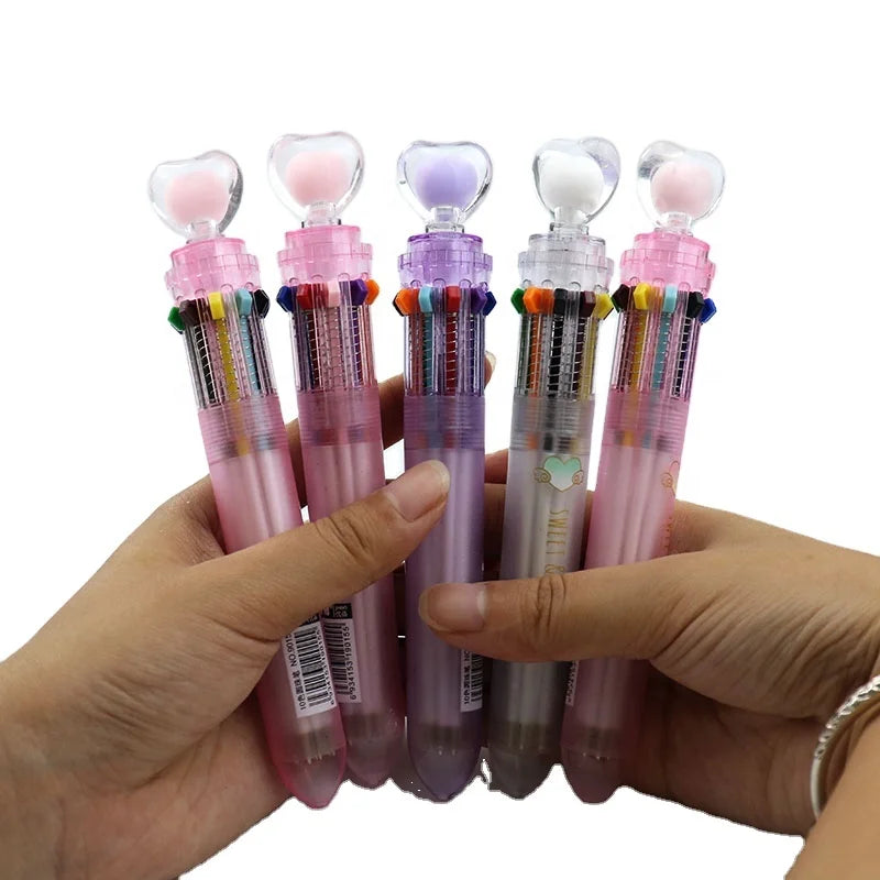 Cheap Promotional Stationery 10 Colors Ball Pen Personalized Multi Color Love Crystal Ball Plastic Ball Pen