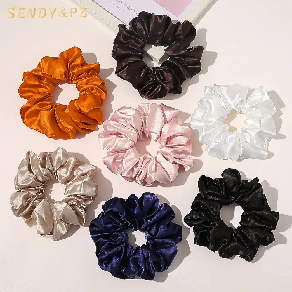 Women Oversized 14cm Silk Scrunchie Designer Scrunchies Famous Brands Flush pink Satin Hair Scrunchies Elastic Hairband