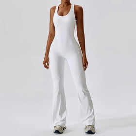 New Fashion Yoga Flare Pants Set Quick Drying Sports Fitness Bodysuit Leggings Set