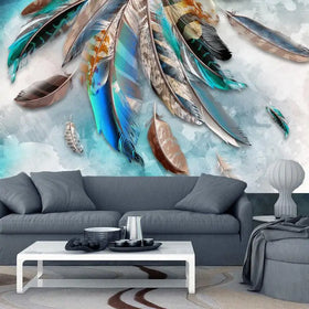 Tv Background Wall Paper Wallpaper 8d Feather Wall Covering Nordic Living Room Light Luxury Mural Film And Television Wallpaper