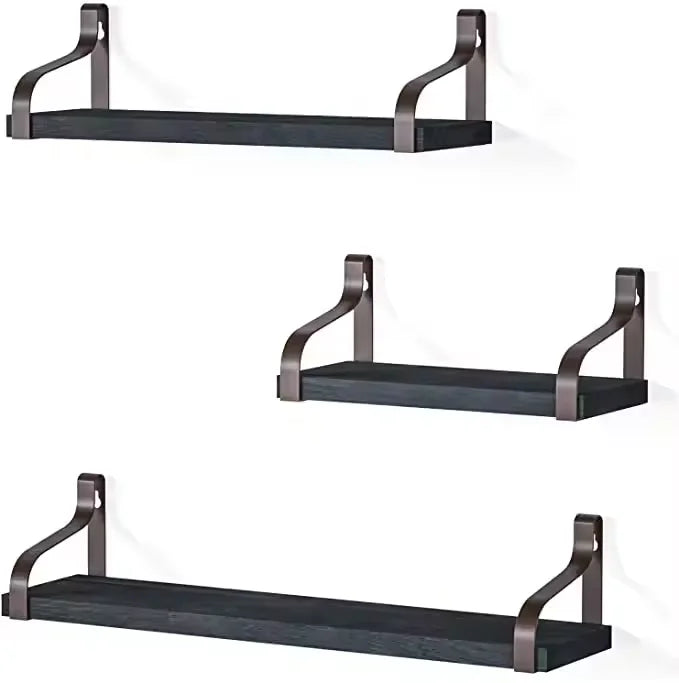 Floating Shelves Wall Mounted  Wood Wall Bookshelf Storage Shelves for Bedroom Living Room Bathroom Kitchen Office Bookshelf