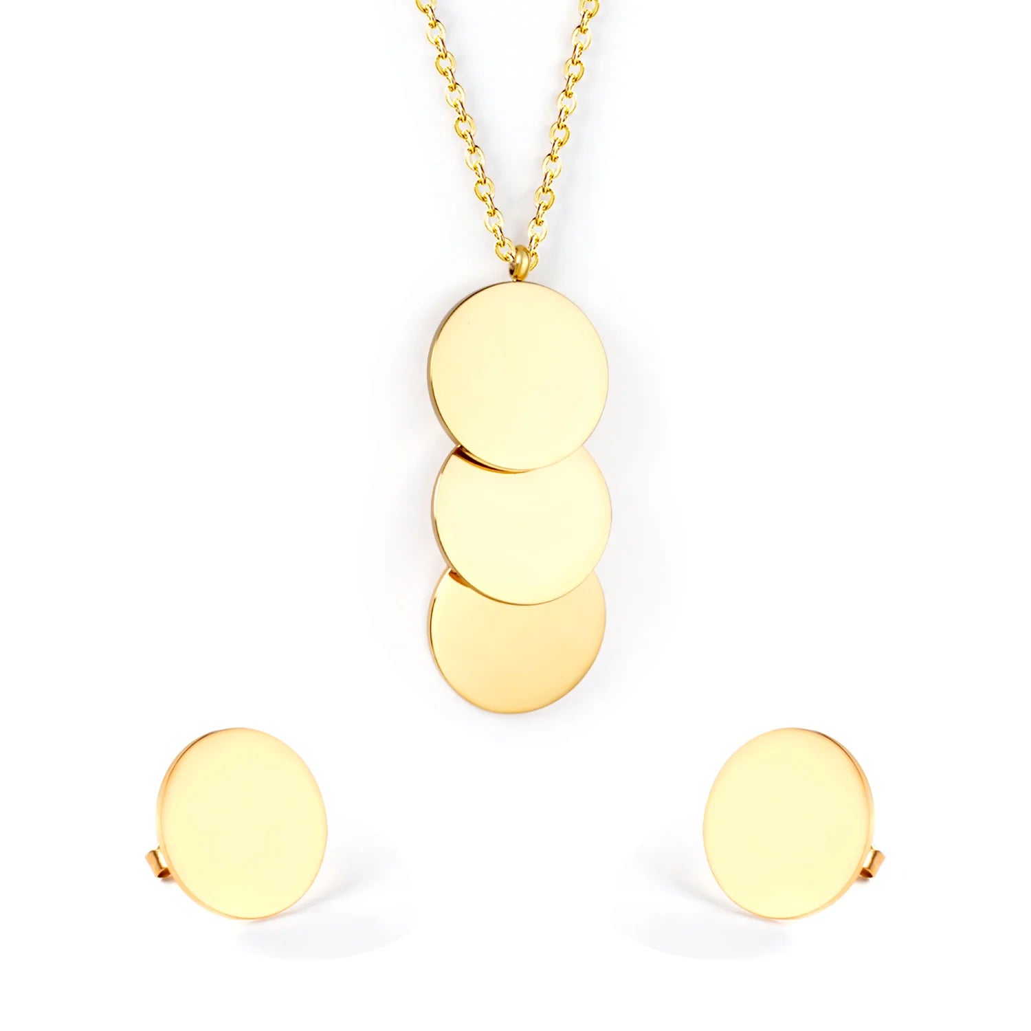 Fashion Stainless Steel 18k Gold Necklace  Small Ball Chain Jewelry Set Women Wholesale Jewelry Supplies