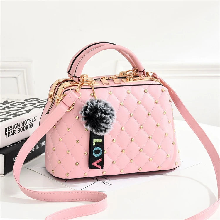 Wholesale Trends Popular Pink Pu Leather Designer Fashion Shoulder Lady Tote Handbag