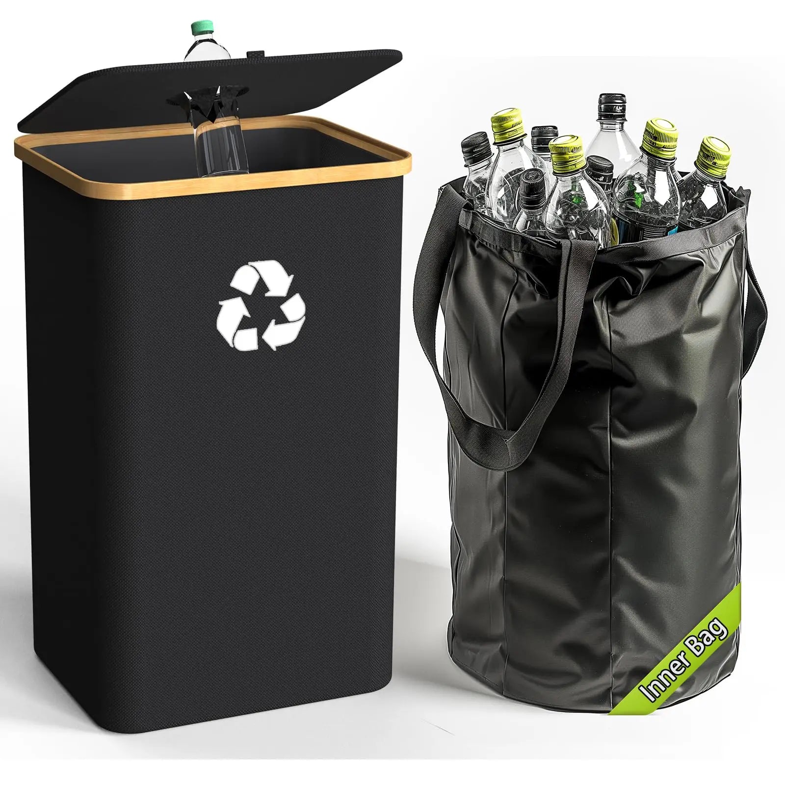 Storage Basket with Lid Recyclable Bottle Storage Basket Collapsible Waste Water Bottle Organiser Removable Handbag Organiser