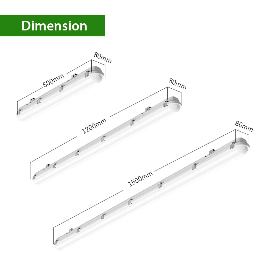 CGT Stock CE Rohs Warehouse 1.2M 1.5M Power Selectable CCT Switchable Led Tri Proof Lighting Fixtures