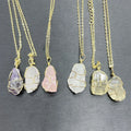 Fashion Irregular Natural Stone Crystal Rose Pendant Necklaces Jewelry Sweater Chain Necklace