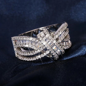 CAOSHI Bride Luxury Promise Finger Ring Factory Price CZ Setting Silver Color Cubic Zircon Ring Brass Jewelry Wedding for Women