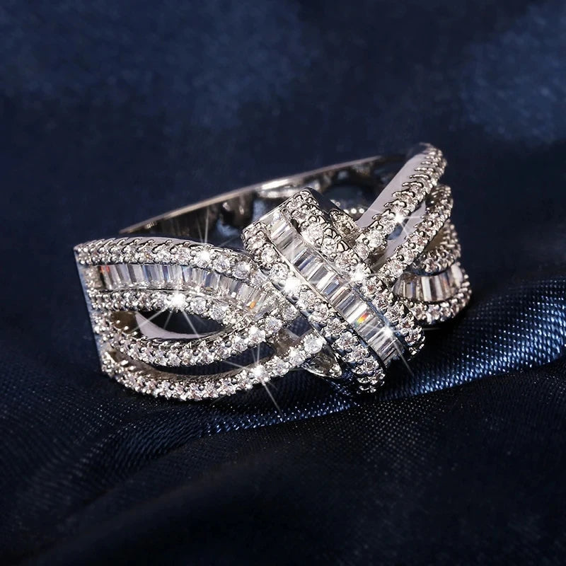 CAOSHI Bride Luxury Promise Finger Ring Factory Price CZ Setting Silver Color Cubic Zircon Ring Brass Jewelry Wedding for Women