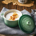 Ceramic Baby Food Bowl With Ear And Cover Round Shape Baking Bowl Steamed Egg Custard Stew Bowl Bakeware Set