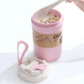 Microwave Safe Biodegradable Wheat Straw Thermos Double Wall Soup Baby Kids Coffee Cups Lunch Box Food Container Jar with Spoon