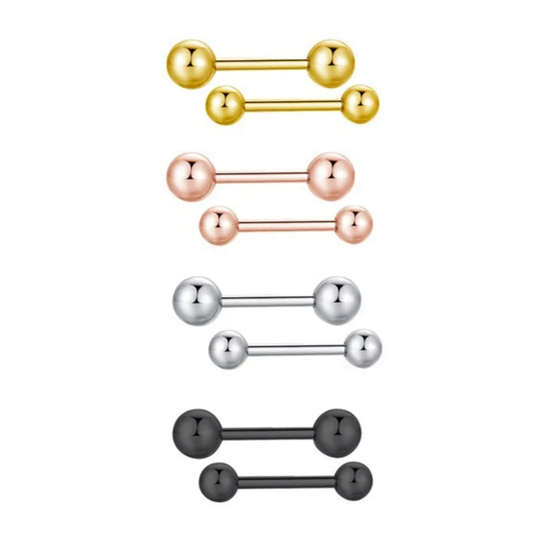 Gaby Jewelry ASTM Certified Gold Plated Stainless Steel Straight Barbell Tongue & Nipple Rings Body Jewelry for Women