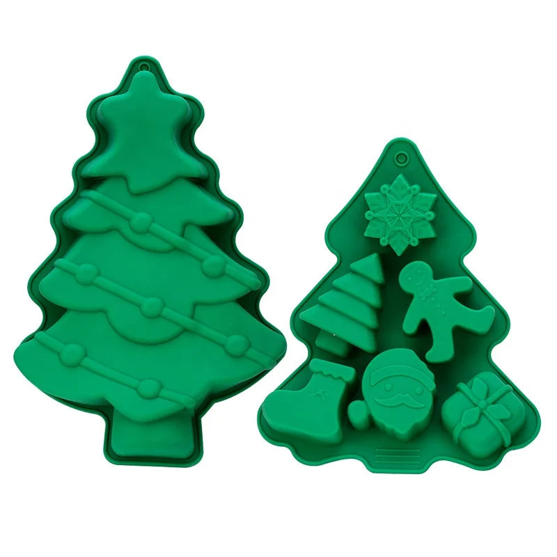 YJ Wonderful Custom Christmas Silicone Cake Moulds Tree Snow Cookie Candy Mold for Cakes Baking Mold MegaBDM
