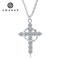 Crown Cross Pendant 925 Silver Round Yellow & White Moissanite Drop Pendant Girls Gifts Jewelry with Certificate